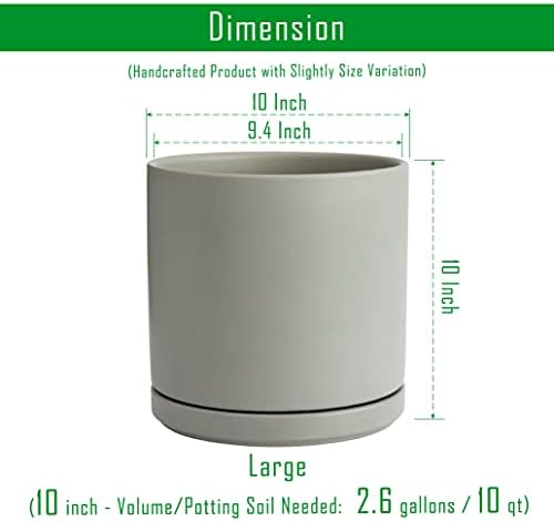 D'vine Dev 2-Pack Ceramic Pots with Saucers, Grey, 10 in, 94-V-E-3 - Image 3