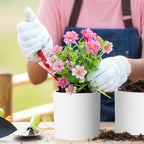 Meowell 12/10/8 inch Large Plant Pots, 3 Pack Deep Cylinder Flower Pots for Outdoor Indoor Plants, Tall Plastic Planters with Drainage Holes and Saucers for Garden House Plants, White - Image 3