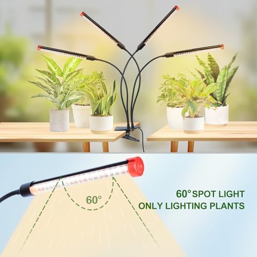 4‑Head Full Spectrum Clip‑On Grow Lights for Indoor Plants - Image 3