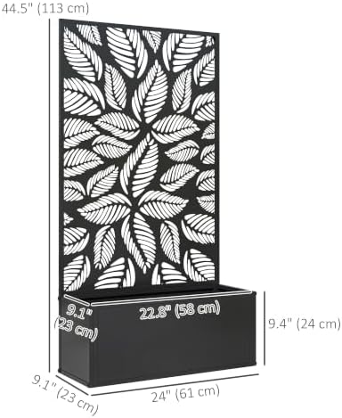 Outsunny Metal Raised Garden Bed with Trellis, Small Leaves Cut-Outs - Image 7
