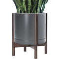 D'vine Dev Ceramic Pot with Walnut Wood Stand, Grey, 14 in, 55-B-T-3 by DvineDevPlanterPotsandStand