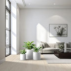 Kante Set of 3 White Concrete Cylinder Round Planters for Modern Home - Image 3
