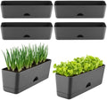 6 Pack Rectangle Planter 16x4.4 Inch Window Boxes Planters Rectangular Window Sill Planters Indoor Self Watering Plant Pots with Drainage Holes and Saucers Succulent Herb Flower Pots, Dark Grey by KvyusFlourish