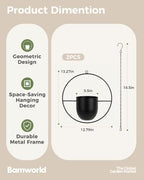 Bamworld Black Hanging Planters for Indoor Outdoor Plants Metal Hanging Pot - Image 2
