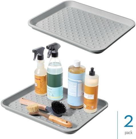 iDesign Waterproof Under Sink Tray for Kitchen, Bathroom, or Laundry Room - Set of 2 - Gray - Image 2