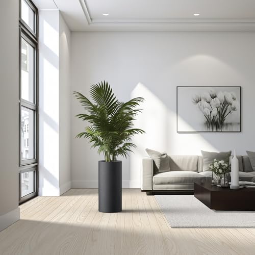 Kante Small Round Column Black Concrete Planter 18.9" Tall, Outdoor - Image 3