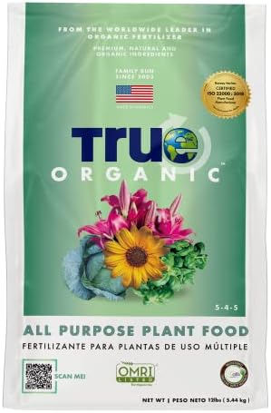 True Organic All Purpose Plant Food – Organic Fertilizer for Fruits, Vegetables, Flowers, and Herbs – 12lb Bag Covers 261 sq. ft. by True+Organic