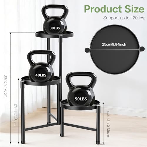 3 Tier Metal Corner Plant Stand Indoor Outdoor, 10 Inch Wide Tray, Black - Image 2