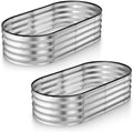 Plant & Plot Galvanized Raised Garden Beds Outdoor // 4×2×1 ft (2-Pack) Planter Raised Beds for Gardening, Vegetables, Flowers // Large Metal Garden Box (Silver) // Patented Tool-Free Design by PlantPlot