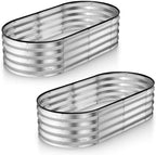Plant & Plot Galvanized Raised Garden Beds Outdoor // 4×2×1 ft (2-Pack) Planter Raised Beds for Gardening, Vegetables, Flowers // Large Metal Garden Box (Silver) // Patented Tool-Free Design by PlantPlot