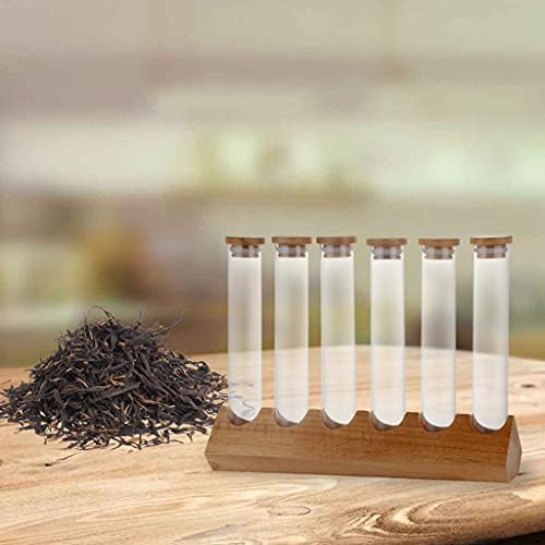 Cereals Canister Test Tubes with Sealed Wooden Caps Plant Propagation Glass Containers for Coffee and Tea Display and Scientific Experiments (6 Tubes) - Image 5