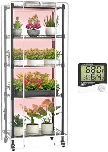 Indoor Greenhouse with Grow Lights with 72W , 5 Tier 23.2" L×13.4" W×61.4" H by sagrynfp