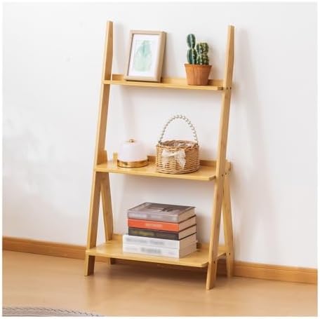 Book Shelf Bamboo Bookshelf 3-Tier Ladder Shelf, 38.19”Freestanding Open Bookcase Book Bathroom Storage Unit Plant Stand(Natural) by Unknown