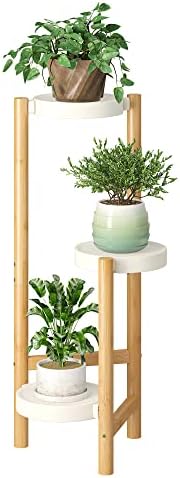 Plant Stand Indoor Outdoor Plant Rack 3 Tier 3 Potted Flower Holder Ladder Plant Stands for Balcony Window Living Room Garden Patio White by FILWH