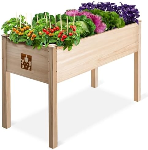 Cedar Raised Garden Bed with Legs, Outdoor Planter Box 48x24x30, 200lb by Unknown