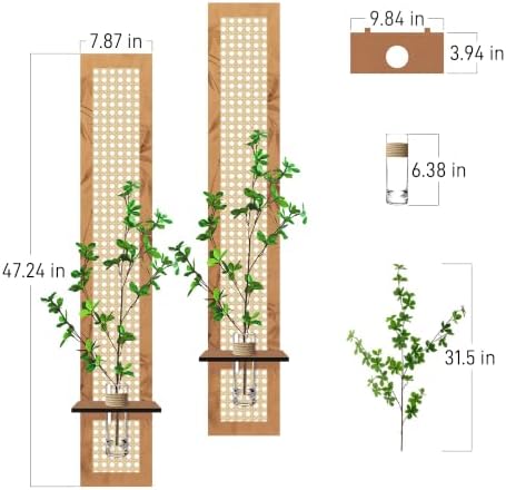 2PC Vertical Bamboo Weaving Wall Art, Neutral, 47In x 8In - Image 3