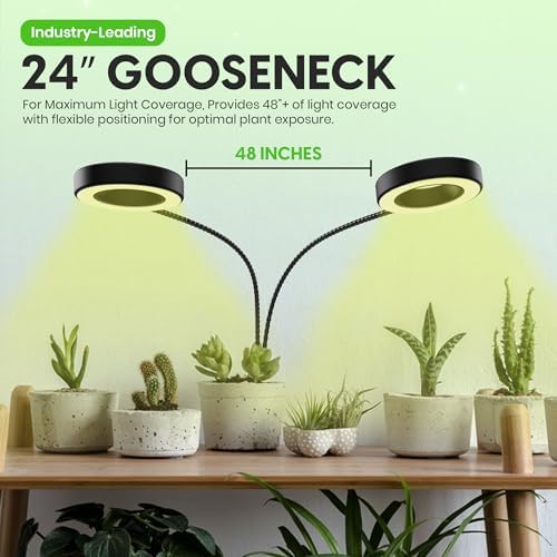 OSANI LED Grow Lights for Indoor Plants, 24" Full Spectrum Plant Light with Gooseneck Clip On Clamp, Dimmable Desk Lamp, Auto Timer, Indoor Plant Grow Light - Image 3