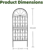 SCENDOR 59" H x 22" W Arched Metal Garden Trellis with Scrollwork, Rustproof Iron Plant Support for Climbing Roses, Clematis & Vines, Decorative Garden Screen for Lawn & Backyard 1 Pack - Image 3