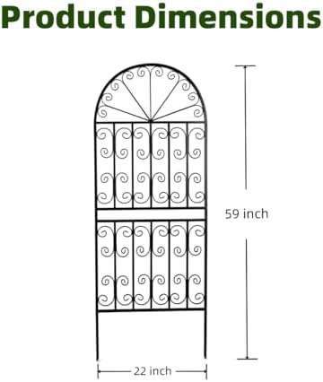 SCENDOR 59" H x 22" W Arched Metal Garden Trellis with Scrollwork, Rustproof Iron Plant Support for Climbing Roses, Clematis & Vines, Decorative Garden Screen for Lawn & Backyard 1 Pack - Image 3