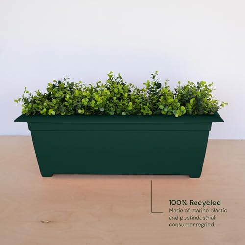 Bloem Dayton 27" Wide Recycled Plastic Planter Box, Turtle Green, 3-Pack - Image 4