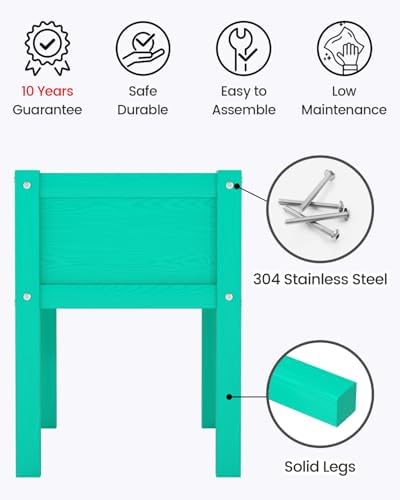 Small HDPE Raised Garden Bed, Elevated Planter Box with Legs, Outdoor All-Weather Planter Raised Beds for Seeds, Herbs, Flowers, Vegetables (Aruba Blue) - Image 4