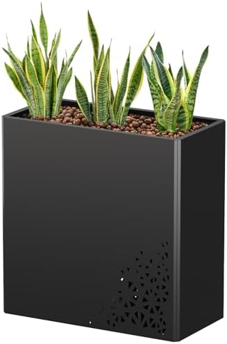 Metal Planter with Removable Insert Shelf, 24Hx24Lx12W Black - Image 6