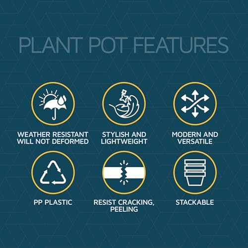 Multicolor Plant Pots with Drainage Holes & Saucers 20 Pack, Indoor & Outdoor Stackable Space-Saving Planters for Houseplants & Flowers, (7", 6.7", 6", 5.3", and 4.8" Inches), Durable & Weatherproof - Image 5