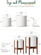 LE TAUCI Indoor Planter with Stand, 10 + 8 Inch, Set of 2, White - Image 5
