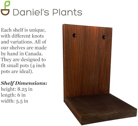 Daniel's Plants 3 Pack Midcentury Modern L Shaped Floating Shelves | Wall Mounted Plant Shelf Kit | Solid Wooden Shelf | 3 Shelves (Woodland Brown) - Image 5