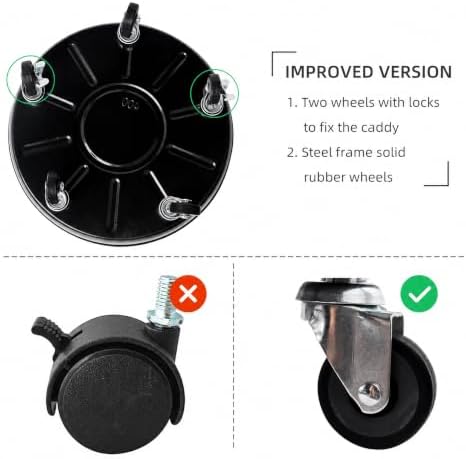 Choclaif Plant Caddy with Wheels,2 Pack Black Heavy Duty Plant Stand with Universal Wheels,Round Pot Trolley for Indoor (16) - Image 3