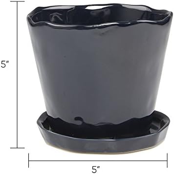 CHIVE ‘Tika’ Big Succulent Pot — 5” Cute Planter Pots for Indoor Plants — Beautiful Modern Decor for Home & Kitchen — Midnight Blue - Image 3