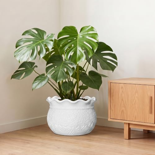 Ceramic Indoor Flower Pot, 12 Inch Ceramic Planter, White - Image 7