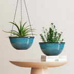 12 Inch Glazed Hanging Planters for Indoor Outdoor Plants, Hanging Baskets - Image 7