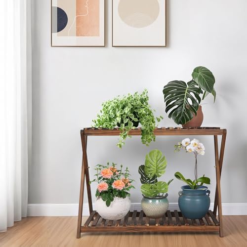 Wooden Plant Shelf Indoor, Narrow Plant Bench for Multiple Plants - Image 6