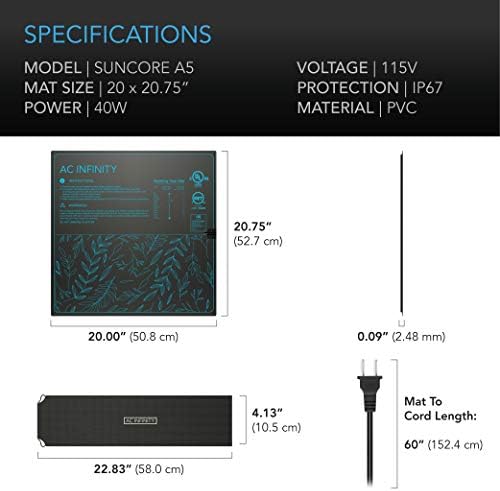 AC Infinity SUNCORE A5, Waterproof Seedling Heat Mat 20” x 20.75” - Image 6