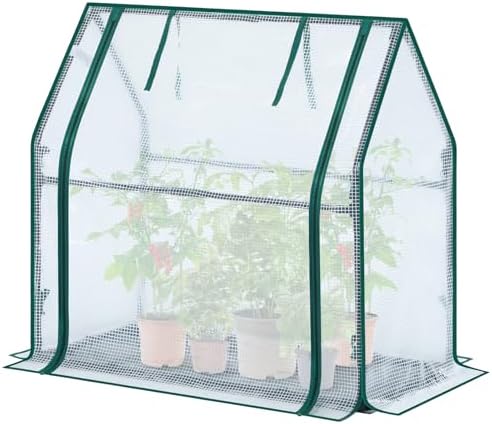 Mini Greenhouse for Indoor Outdoor: Ohuhu Tabletop Portable Green House with Waterproof Pad for Small Plants Nursery Germination, 36"x18"x33" Heavy-Duty PE Cover White - Image 6