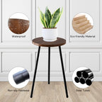 Lawn Social Tall Plant Stand Indoor, 20" Wood Metal Pedestal, Walnut - Image 4