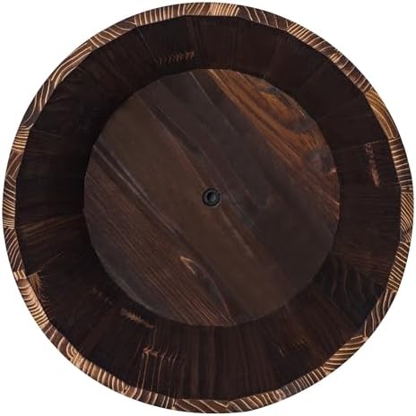 17 Inch Wooden Whiskey Barrel Planter with Drainage Hole, Rustic Outdoor Indoor Flower Pot Container for Garden Patio Porch Deck Herbs Vegetables and Decorative Plants - Image 5