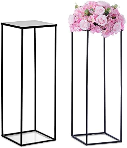 NUPTIO Black Vases Wedding Centerpieces, Geometric Stand, 31.5" Tall, 2 Pcs by Nuptio