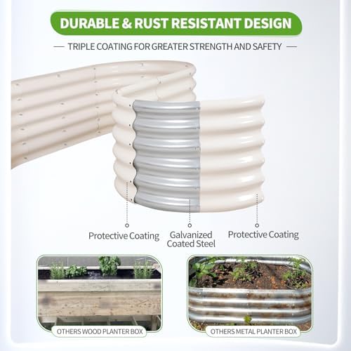 Galvanized Raised Garden Bed Outdoor- 8x2x1.4FT Planter Box, White - Image 3