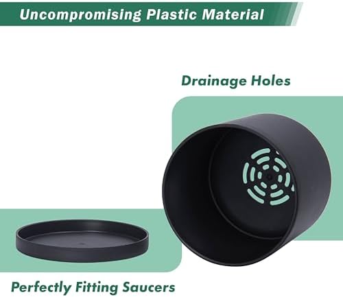 D'vine Dev 4-Pack Black Plastic Planters with Saucers, 5.5 in, 74-Y-H-2 - Image 4