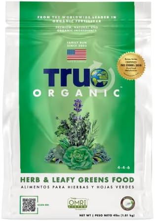 True Organic Herb & Leafy Greens Food – Organic Fertilizer for Abundant Herbs and Greens – 4lb Bag Covers 70 Sq. Ft., 4 lbs (Pack of 6) by True+Organic
