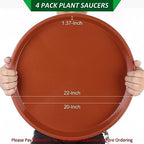 PATIKIL 4 Pack Large Plastic Plant Saucer, 22 Inch Plant Tray for Pots Round Plant Dish Plant Drip Trays Water Tray for Indoors Outdoors Garden, Red - Image 2