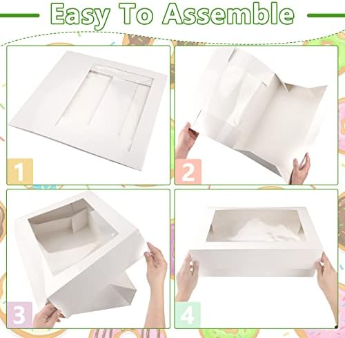 Gersoniel Half Sheet Cake Boxes with Window for Bakery, White, 10 Pack - Image 4