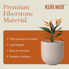 KUTE NEST 16" Premium Arco Fiberstone Outdoor Planter - Taupe - Image 5