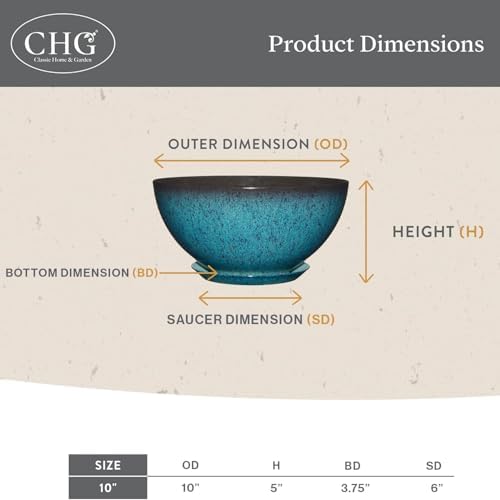 Classic Home and Garden Rosie Modern Planter w/Drainage - Contemporary Planter Bowls - Shallow Round Vases for Small Plants - Versatile Indoor & Outdoor Pots (10” Patina Copper) - Image 5