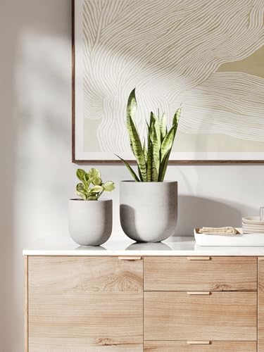 LE TAUCI 6 Inch Ceramic Plant Pot, Small Indoor Planter, Neutral Gray - Image 4