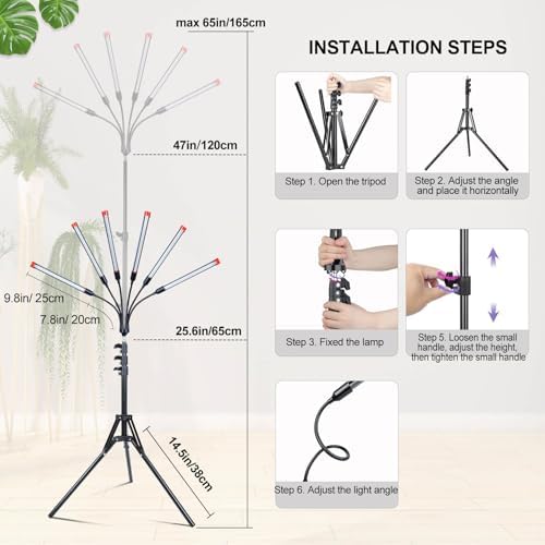 54W Grow Lights for Indoor Plants with Stand for Tall Plants - Image 6