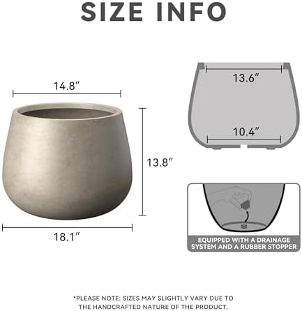 Kante Accent Round Curved Weathered Concrete Planter 18.1" Dia, Outdoor - Image 2