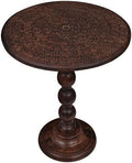 Side Tables Round – Small Drink Table for Small Spaces, Modern Accent Nightstand with Hand-Carved Top & Solid Wood Tables for Living Room, Bedroom, Office – Scorch Burnt Finish_18x22 Scorch Burnt by TheWoodenTown